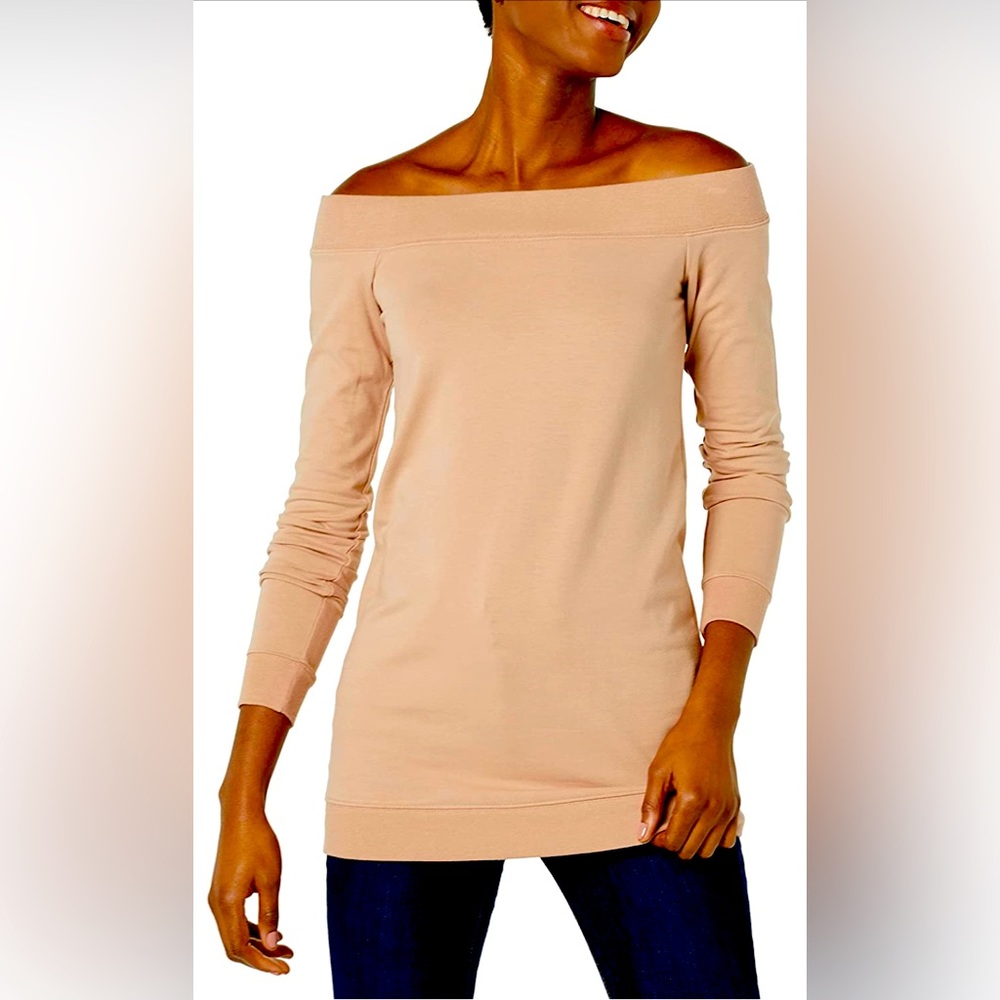 Daily Ritual Women's Relaxed-Fit Long-Sleeve Cold-Shoulder Tunic